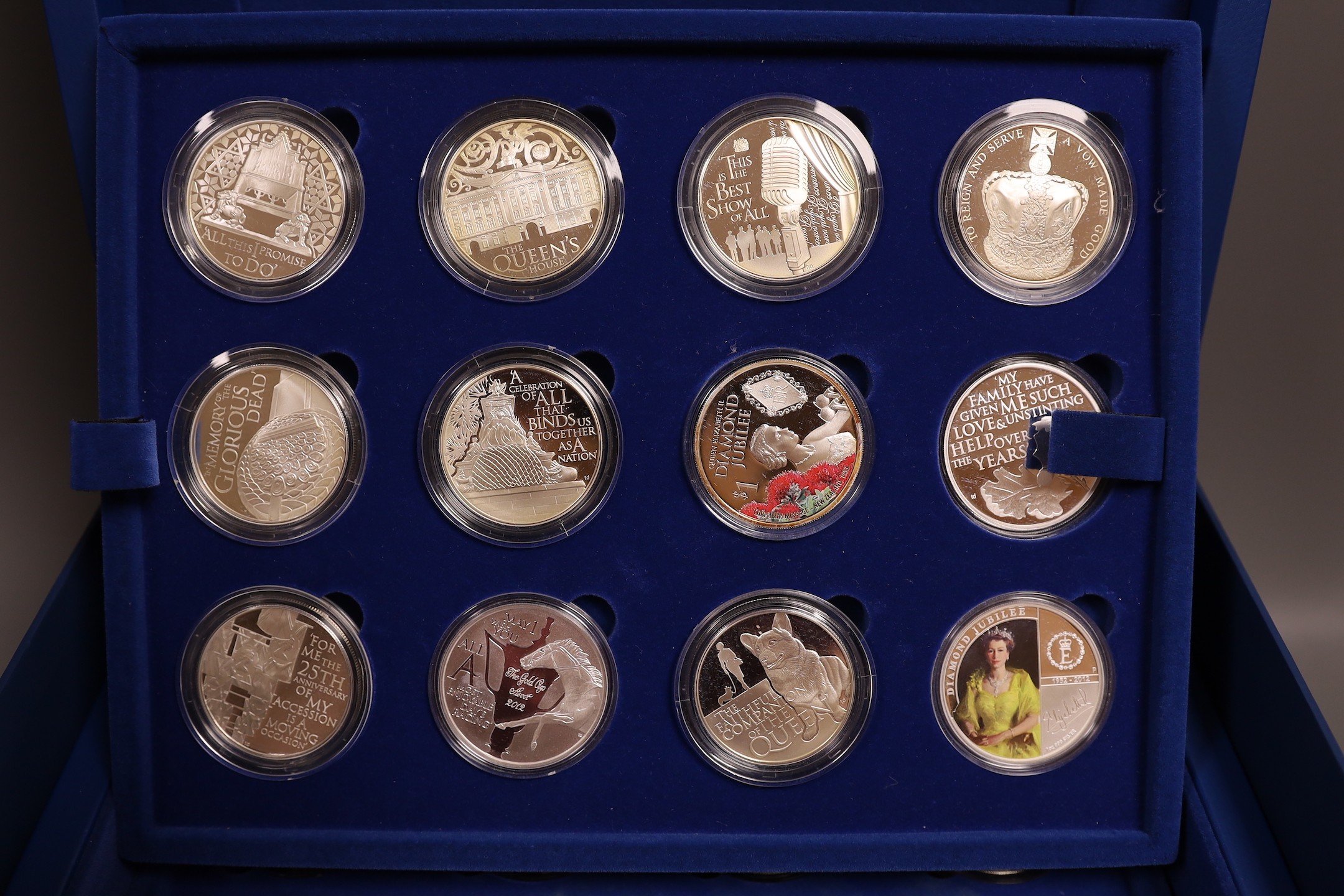 Royal Mint UK and Commonwealth Queen’s Diamond Jubilee collection of 24 silver proof coins, cased, Limited edition 15,000